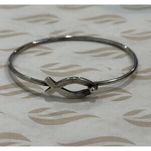 James Avery Retired Ichthus Fish Sterling Silver Hook Bangle Bracelet